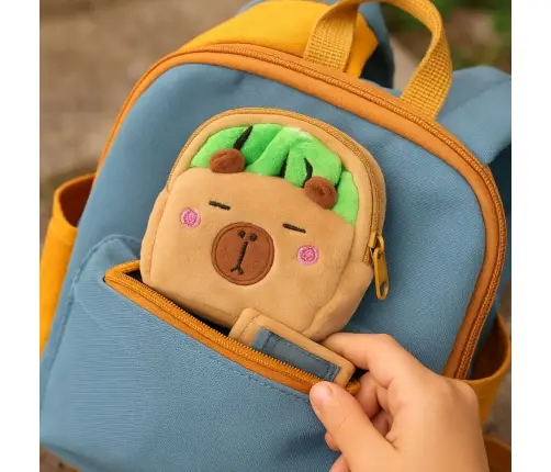 Plush Wallet with Keychain Capybara Watermelon Green 9.5 x 8 cm