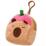 Plush Wallet with Keychain Capybara Strawberry Pink 9.5 x 8 cm