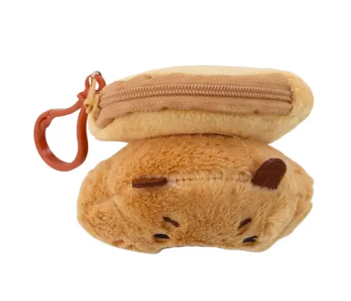 Plush Capybara Wallet Keychain for Kids Brown