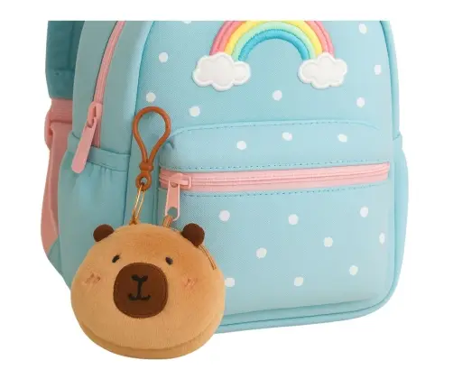 Plush Capybara Wallet Keychain for Kids Brown