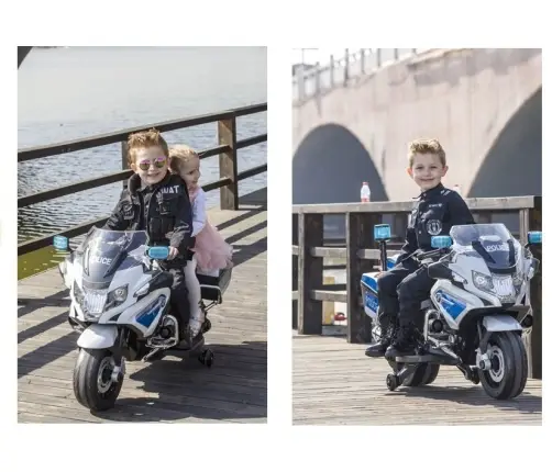 Bērnu elektriskais motocikls BMW Police Motorcycle White