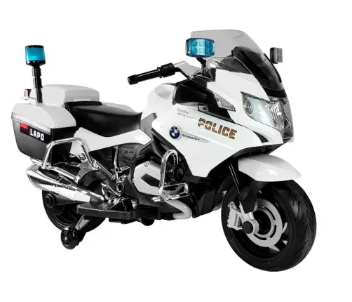 Bērnu elektriskais motocikls BMW Police Motorcycle White