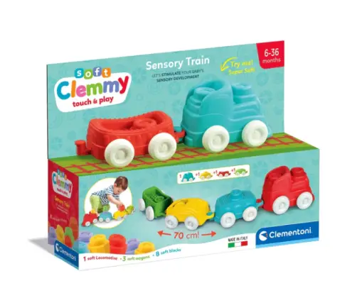 Clemmy Sensory Color Train Locomotive, Wagons & Soft Blocks Clementoni 17961 Clemmy Sensory Color Train Locomotive, Wagons & Soft Blocks Clementoni 17961
