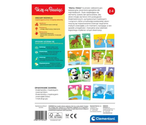 Educational Game Puzzle: Mummies and Babies Animals Play and Learn Polish Language Clementoni 50763