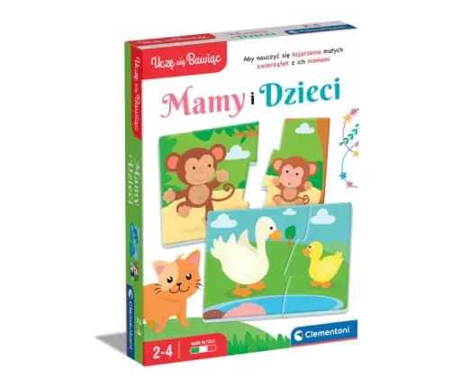 Educational Game Puzzle: Mummies and Babies Animals Play and Learn Polish Language Clementoni 50763