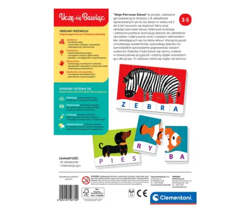 Educational Game Puzzle: My First Words Play and Learn Polish Language Clementoni 50770