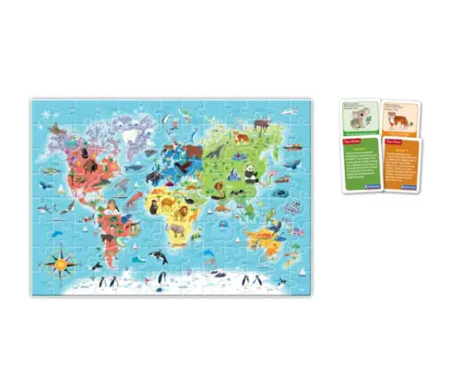 Educational Game Puzzle & Quizzes: Animals Discover the World Play and Learn Polish Language Clementoni 50779