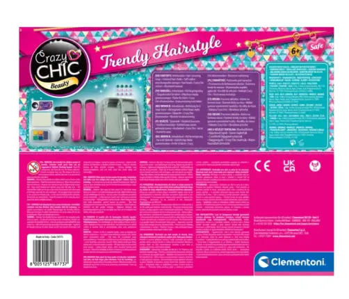 Crazy Chic Hair Colouring Set: Crazy Hairstyles with Straightener & Beads Clementoni 18773 Crazy Chic Hair Colouring Set: Crazy Hairstyles with Straightener & Beads Clementoni 18773