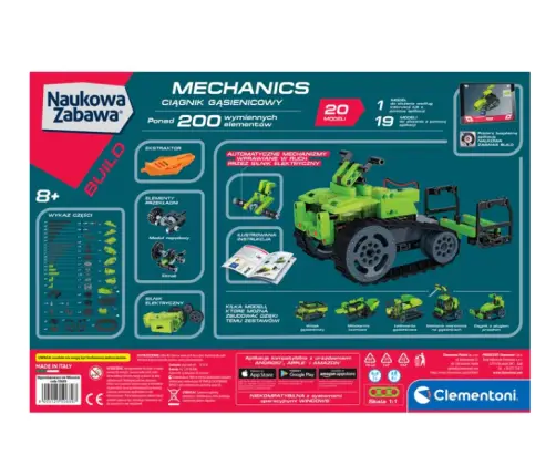 Science & Play Construction Laboratory Mechanics Crawler Tractor Electric Motor Polish Language Clementoni 50689