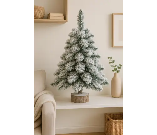 Decorative Artificial Christmas Tree on a Trunk Covered with Snow 60 x 16 cm