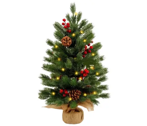 Decorative Christmas Tree, Artificial Red Rowan, LED Lights, 60 x 20 cm
