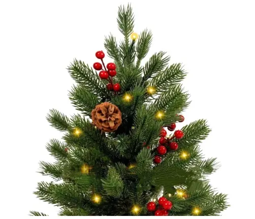 Decorative Christmas Tree, Artificial Red Rowan, LED Lights, 60 x 20 cm