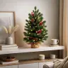 Decorative Christmas Tree, Artificial Red Rowan, LED Lights, 60 x 20 cm