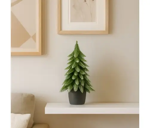 Artificial Decorative Christmas Tree in a Pot, Silver Finish, 32 x 12 cm