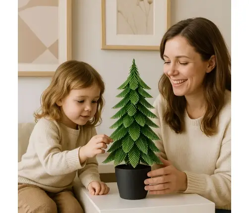 Artificial Decorative Christmas Tree in a Pot, Silver Finish, 32 x 12 cm