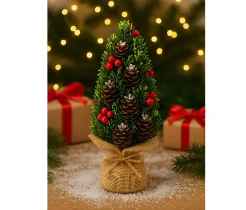 Artificial Decorative Christmas Tree Cones Red Rowan Decorations 17x10cm