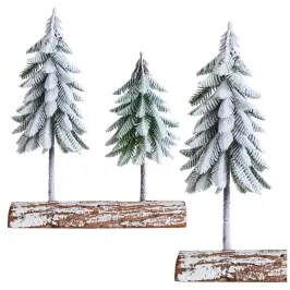 Christmas Tree Composition Decoration on a Trunk Covered with Snow 34 x 28 cm