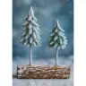 Christmas Tree Composition Decoration on a Trunk Covered with Snow 34 x 28 cm