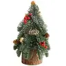 Decorative Christmas Tree on a Trunk Red Rowan Cones 38 x 15 cm