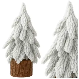 Decorative Artificial Christmas Tree on a Trunk Covered with Snow 20 x 9 cm
