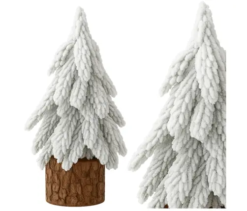 Decorative Artificial Christmas Tree on a Trunk Covered with Snow 20 x 9 cm