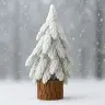Decorative Artificial Christmas Tree on a Trunk Covered with Snow 20 x 9 cm