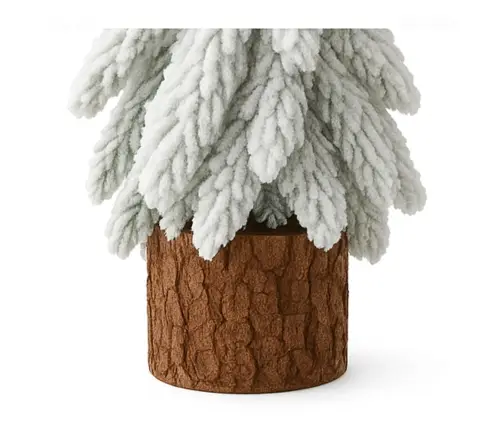 Decorative Artificial Christmas Tree on a Trunk Covered with Snow 20 x 9 cm