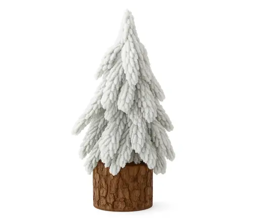 Decorative Artificial Christmas Tree on a Trunk Covered with Snow 30 x 10 cm