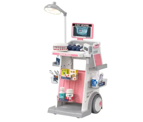 Doctor Dentist Set Medical Cart Lights Pink 26 pcs.