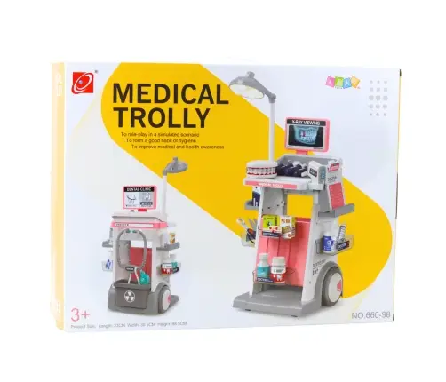 Doctor Dentist Set Medical Cart Lights Pink 26 pcs.