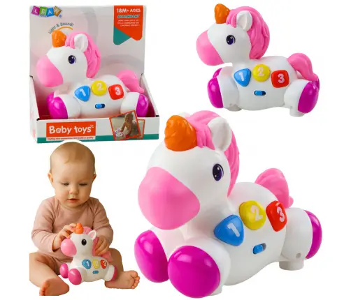 Interactive Toy for Toddlers Unicorn on Wheels Lights and Sounds