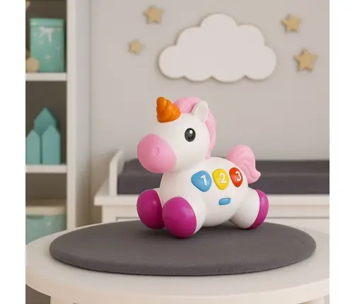 Interactive Toy for Toddlers Unicorn on Wheels Lights and Sounds
