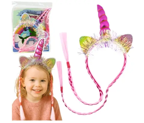 Unicorn Horn Ears Braids Hairband Pink
