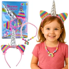 Set of Unicorn Headband, Ears, Horn, Necklace, Colorful Set of Unicorn Headband, Ears, Horn, Necklace, Colorful