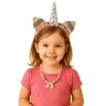 Set of Unicorn Headband, Ears, Horn, Necklace, Colorful