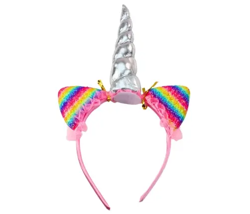 Set of Unicorn Headband, Ears, Horn, Necklace, Colorful