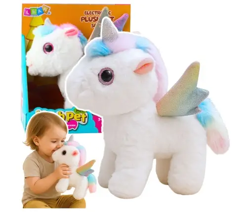 Unicorn Plush Interactive Moves Sounds White 21 cm