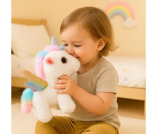 Unicorn Plush Interactive Moves Sounds White 21 cm