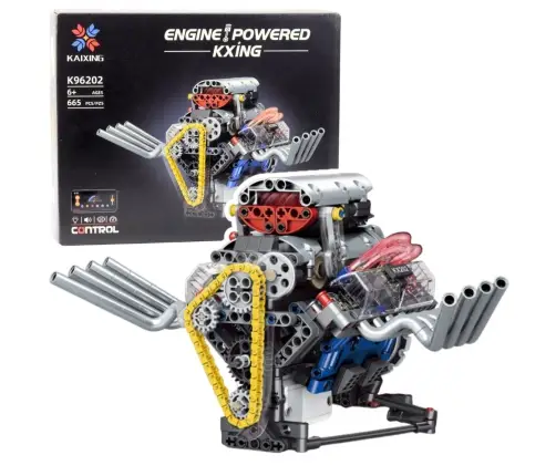 Construction Bricks Set Engine Model V Powered 665 pcs.
