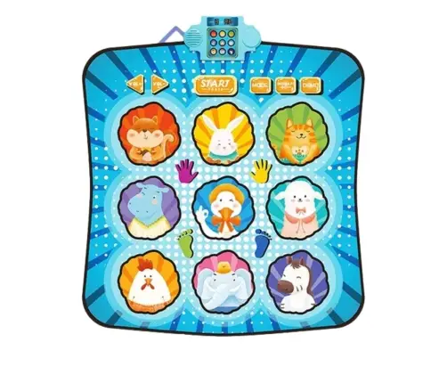 Interactive Dance Mat Animals LED Lights Music Blue