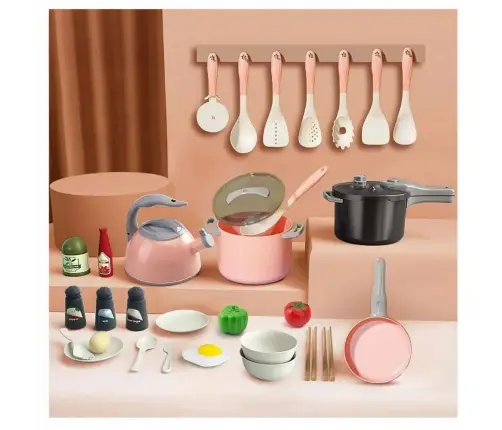 Kitchen Set Pots Cooking Accessories Food Pink 32 pcs.