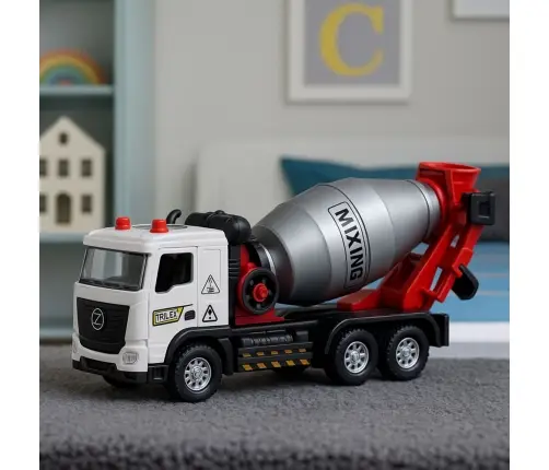 Concrete Mixer Construction Vehicle Metal Cabin Rotating Drum Lights Sounds