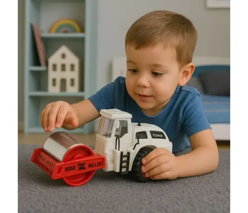 Road Roller Construction Metal Rotating Roller Lights Sounds