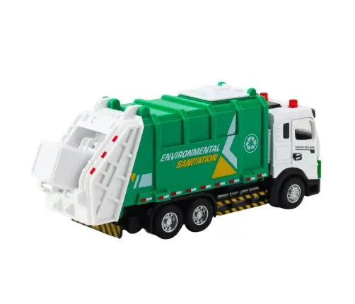 Garbage Truck For Kids Metal Cabin Bin Lights Sounds Green