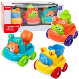 Set of Construction Vehicles with Animals for Toddlers Colorful 3 pcs.