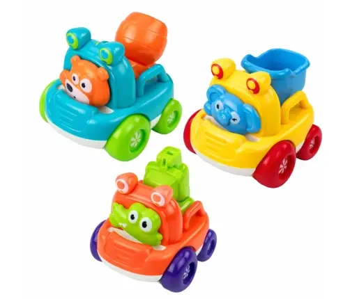 Set of Construction Vehicles with Animals for Toddlers Colorful 3 pcs.