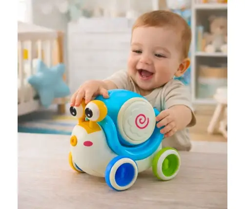 Interactive Snail Riding Drum Musical Educational Blue