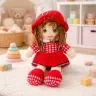 Rag Doll Cuddly Toy Checkered Dress Red 35 cm