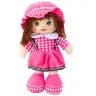 Rag Doll Cuddly Toy Checkered Dress Pink 35 cm