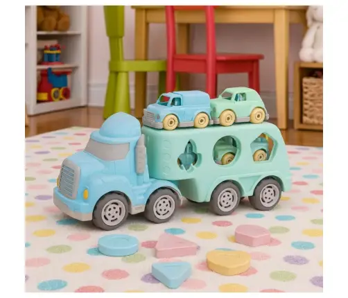 Truck Tow Truck Educational Sorter With Cars Blocks Pastel BIO Plastic